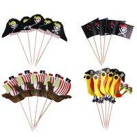 【HOT】☬ 20pcs Food-Grade Pirate Theme Picks Ornamnets Design Insert Card Birthday Decoration