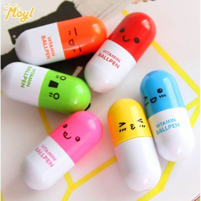 flash-sale-korea-cartoon-pill-capsule-pen-retractable-pen-creative-ballpoint-pen-student-children-gift