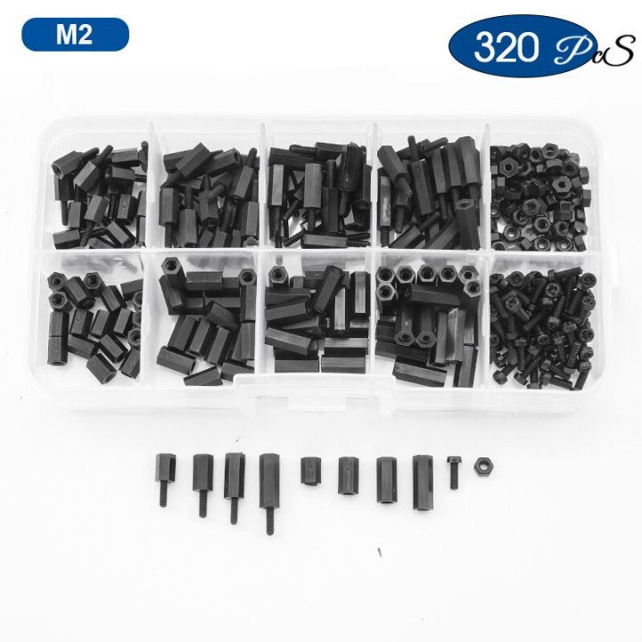 ชุดข้อต่อ-hex-standoff-ไนลอนของผู้หญิงตัวผู้พร้อมน็อตสกรูพลาสติก-m2-m2-5-m3-m4ฉนวนกันความร้อนสแตนด์ออฟพลาสติกชุดสเปเซอร์ไนล่อน