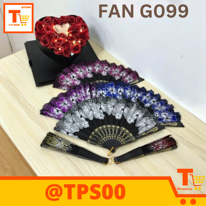 PLASTIC FOLDING/ FOLDABLE HAND FAN WITH FLORAL DESIGN (G099) Lazada PH