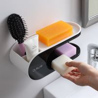 Multifunctional Wall-Mounted Soap Box Waterproof Toilet Storage Box Automatic Drainage Kitchen Rack Set Bathroom Accessories Soap Dishes