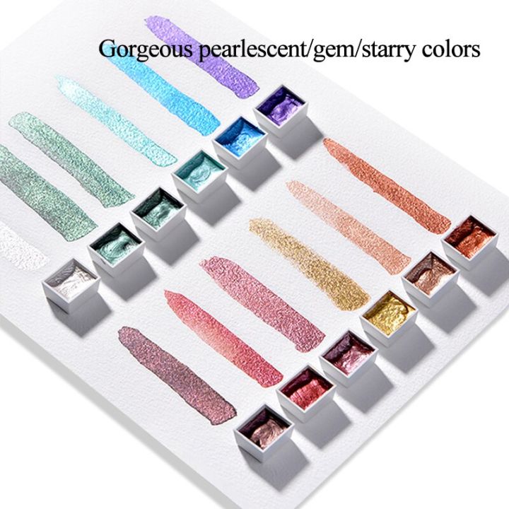 pearlescent-gem-starry-solid-watercolor-paints-6-12-colors-pearlescent-pigment-art-metallic-glitter-acuarela-school-stationery