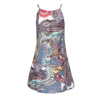 Women y Slim Bohemian Floral Printed Sling Beach Dress