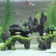 Bể cá cảnh núi đá hang động cây cầu trang trí bể cá rockery Decor