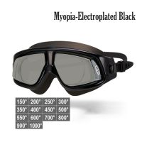 Black Myopia -10 -1.5 To -10.0 Myopia Silicone HD Electroplated Anti Fog Swimming Goggles Eyewear Custom Different Degree For Left Right Eyes