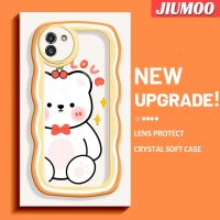 JIUMOO เคสสำหรับ Samsung A03 Core เคส A03s รูปหมีเชอร์รี่น่ารักกรอบลายมาคารอนโคโลเรียเคสมือถือกันกระแทกแบบใสนิ่มเคสป้องกันการตกหล่นกล้องสุดสร้างสรรค์ใหม่เคสซิลิกาเจลฝาครอบป้องกันใหม่