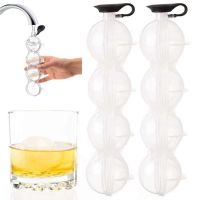 4 Cavity 5.5cm Big Size Ball Ice Molds Sphere Round Ball Ice Cube Makers Home Bar Party Kitchen Whiskey Cocktail DIY Ice Moulds Ice Maker Ice Cream Mo