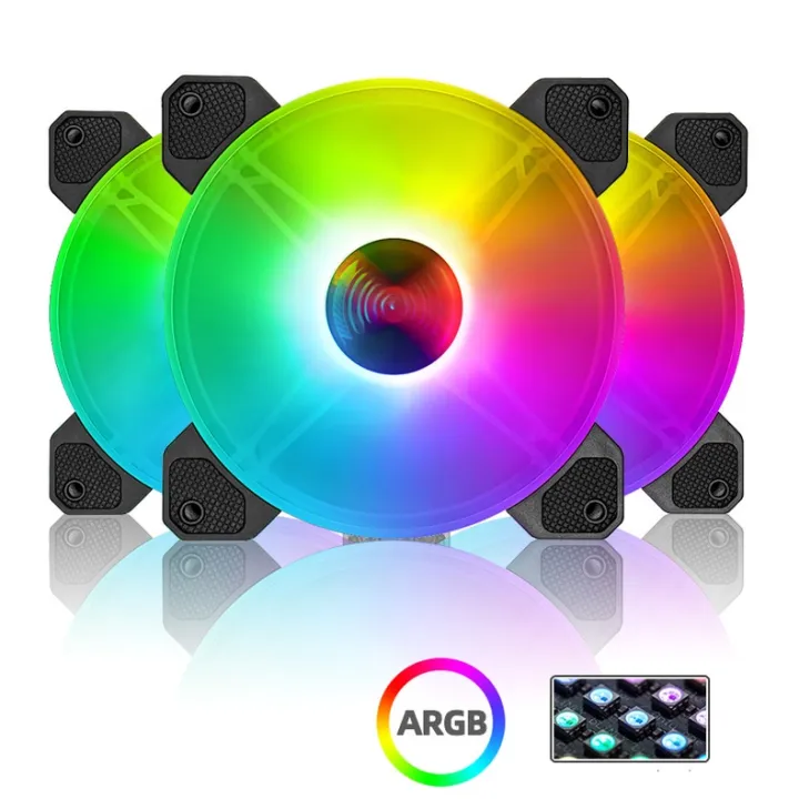 WOO- RGB FAN 3 IN ONE KIT | 3PCS 12CM Cooling fan | RGB Control LED PC ...