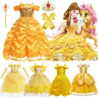 (Baixiang Flower City)   Christmas✽﹊ Belle Beauty And The Beast Clothing Children Princess Princess Cosplay Dress Girl Bell Pengpeng Costumes