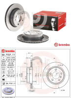 09 7727 11 จานเบรค ล้อ R (ยี่ห้อ BREMBO) รุ่น HC UV BMW ซีรี่ส์ 3 E36 E46 318i 320i ปี1990-2005