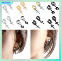 ADAM 1Pc พังก์ กอธิค สแตนเลส ใส่ห่วง จี้ ต่างหู สตั๊ดหู ครอสสตาร์ห้อย