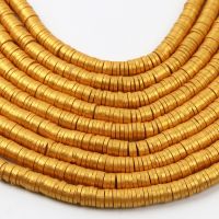 【CW】◕  350Pcs 4/6MM Gold Color Flat Round Clay Beads Chip Disk Loose kralen Spacer Jewelry Making Needlework