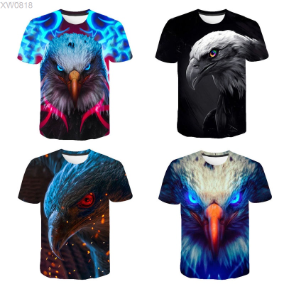eagle (สต็อกเพียงพอ) New animal short-sleeved T-shirt Mens and womens casual 3D printing short-sleeved summer T-shirt คุณภาพสูง size:S-5XL