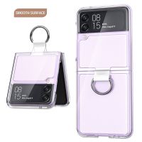 For Samsung Galaxy Z Flip 3 4 Case Clear Transparent Shockproof Ring Stand For Samsung Z Flip4 Z Flip3 Folding Protective Cover