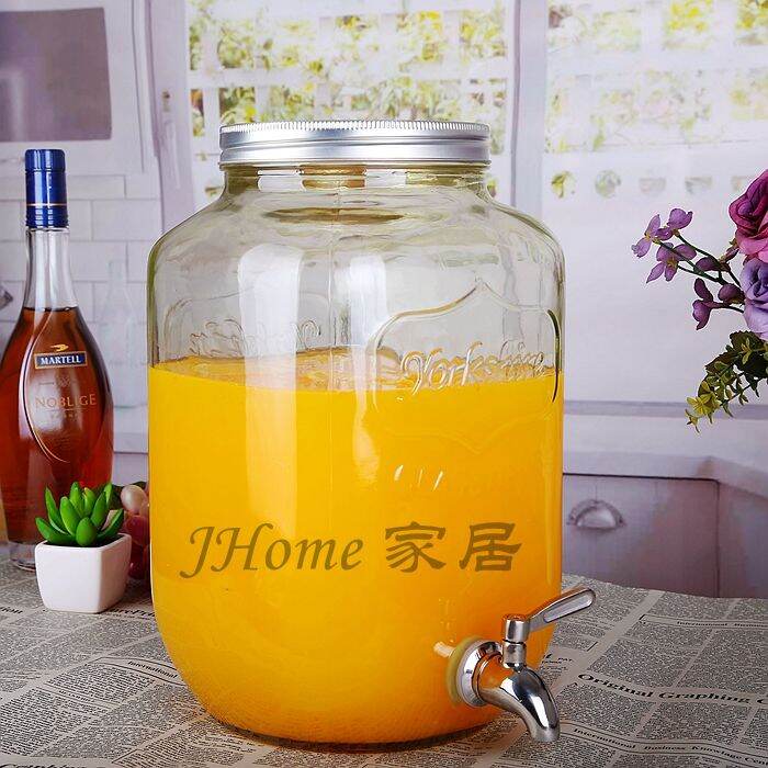 4 liters, 5 liters, 8 liters, yorkshire glass bottle juice jar with tap