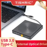 Tidric CD DVD USB เครื่องเล่น DVD แบบพกพาภายนอกไดรฟ์ออปติคัลเครื่องอ่านอะแดปเตอร์เตาเผานักเขียน USB 3.0 Type C สำหรับพีซีแล็ปท็อป