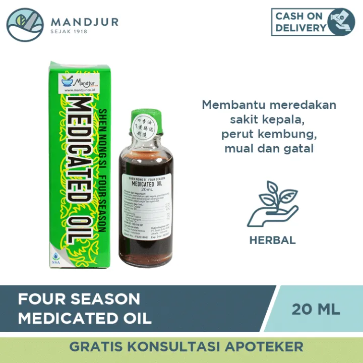 Four Season Medicated Oil 20ml Minyak Angin Untuk Sakit Kepala Sakit Perut Flu Hidung Tersumbat Mabuk Perjalanan Gatal Gigitan Serangga Lazada Indonesia