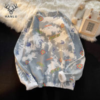 2019Hanlu เสื้อกันหนาวใหม่ผู้ชาย เสื้อสเวตเตอร์สําหรับคู่รัก เสื้อกันหนาวแฟชั่น เสื้อสเวตเตอร์ เสื้อถักมัดย้อม สี เสื้อสเวตเตอร์หล่อหลวมๆ เสื้อลายสวยๆ เสื้อแขนยาวกันหนาว เสื้อหนาผช2023