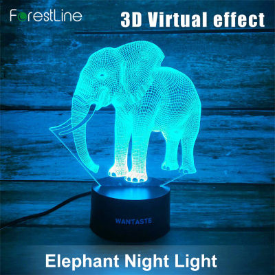 ไฟในคืน 3D ช้างแสงสำหรับเด็ก 7 สีสัมผัสโต๊ะโต๊ะโคมไฟ LED Vision ภาพลวงตาแสงกับ USB เด็กห้องนอนนอนโคมไฟปาร์ตี้วันเกิดของขวัญวันหยุดสำหรับเด็ก
