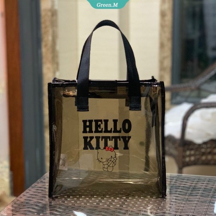กระเป๋าเครื่องสําอาง-กระเป๋าถือ-กันน้ํา-ลาย-sanrio-hello-kitty-น่ารัก-สีโปร่งใส-สําหรับเด็กผู้หญิง