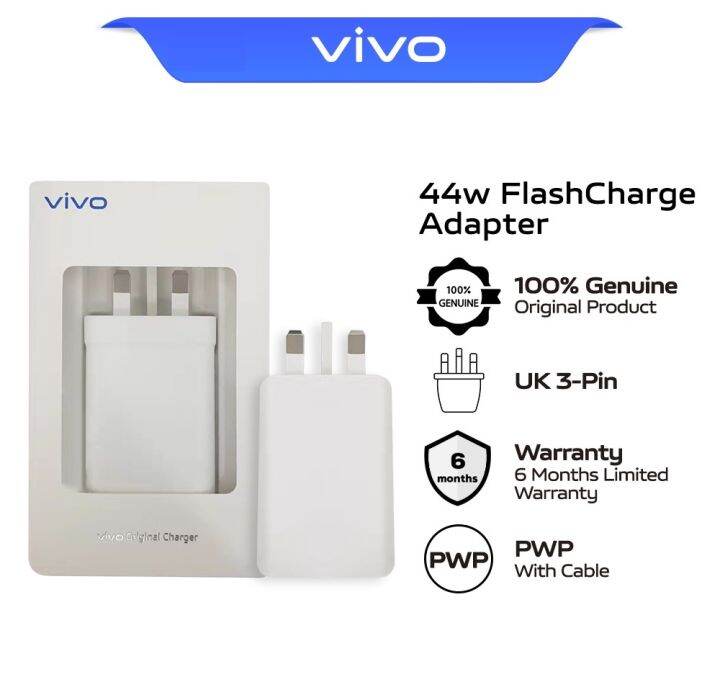 Original Vivo 44w Charger Flash Charge 2.0 Adapter With 6A Type-C Cable ...