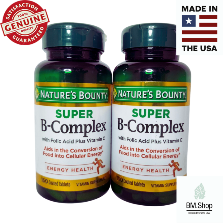 [พร้อมส่ง] Nature's Bounty, Super B-Complex With Folic Acid Plus ...