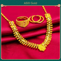 ASIX GOLD ชุดแหวนต่างหูสร้อยคอทองคำ 24K สำหรับผู้หญิง ไม่ดำ ไม่ลอก