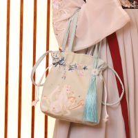 New Antique Hanfu Bag Womens Crossbody Single Shoulder Bag Hanfu Handbag Simple Mori Style Artistic Drawstring Bag