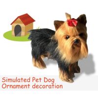 Lifelike Yorkshire Terrier Plush Doll Simulation Animal Model Wine Cabinet Office Decor Ornaments Home Decor Crafts Kid Gift Toy