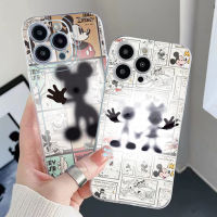 เคส TPU ใสสำหรับ iPhone 14 Plus 13 Pro Max 12 iPhone 11 XR 8 7 SE 2022ไล่ระดับสีตลกมิกกี้มินนี่ขอบสี่เหลี่ยมรองรับการกระแทก