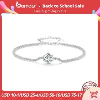 BAMOER Round White Moissanite Bracelet for Women, 1 Carat Lab Grown Diamond 925 Sterling Silver Elegant Bracelet