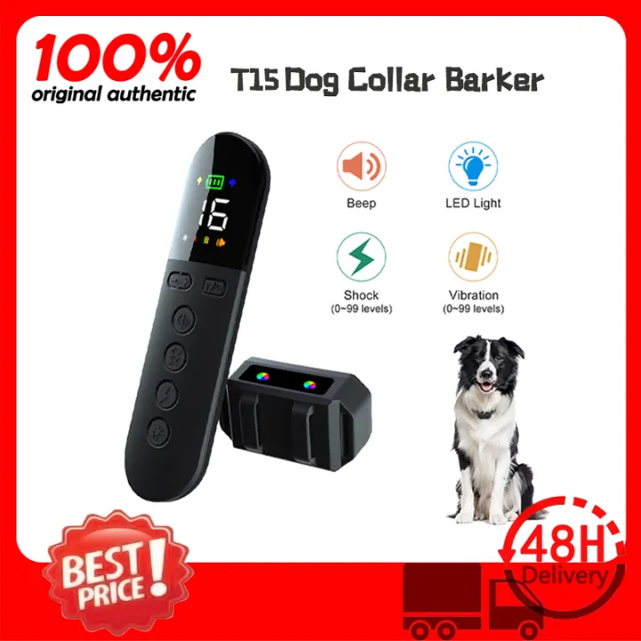 T15 Dog Trainer Electric Shock Dog Collar Bark Stopper Rechargeable