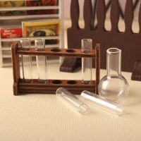 【CW】❂❀  1Set 1:6 Dollhouse Miniature Measuring Cup Test Tube with Rack Laboratory Accessories