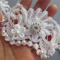 [HOT!] 10x Cotton Rhinestone Pearl Flower Embroidered Lace Trim Ribbon Fabric Sewing Supplies Craft Decor DIY Handmade Materials