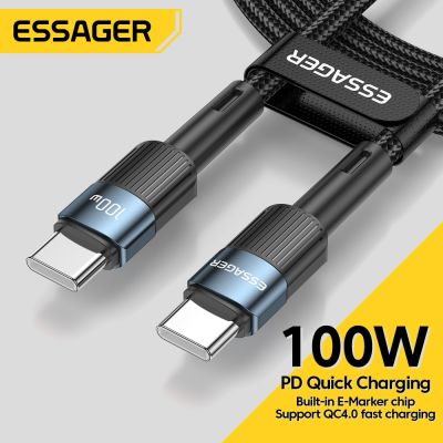 Essager 100W/60W USB Type C To Type C Cable PD Fast Charging 5A Quick Charger USB C Wire For Macbook iPad Pro Tablets Samsung 3M Cables  Converters