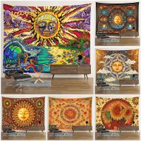 Tarot Sun Moon Mandala Tapestry Wall Hanging Boho Hippie Witchcraft Astrology Cloth Fabric Tapestry Aesthetic Room Bedroom Decor Knitting  Crochet