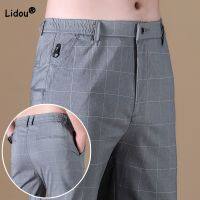 【CC】♤  Business Office Elastic Waist Pants Male All-match Fashion Pockets Straight Trousers for Men