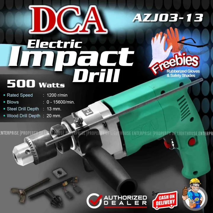 DCA 500W Electric Impact Drill (AZJ0313) w/FREE Gloves + Safety Shades