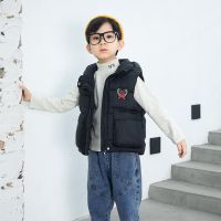 （Good baby store） Children  39;s Winter Down Cotton Vest Boy  39;s Girl  39;s Warm Thickened Zipper Hoodie Sleeveless Jacket 110 150cm Multi Colors Hot Sale