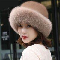 1PC faux Fox FUR beanies หมวกผู้หญิงนุ่มหนา Furry Berets หมวก Lady Elegant ฤดูหนาวกลางแจ้ง windproof. หมวกอุ่นๆ