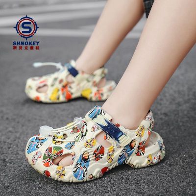 【Hot Sale】 Snook childrens Baotou sandals 2023 summer new boys and girls soft bottom non-slip sports hollow beach shoes