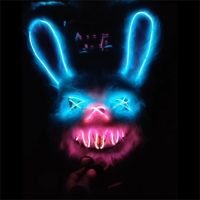 Halloween Scary Mask Rabbit Bunny Mask Plush Head Cosplay Costume Props Halloween Party LED Glowing Mask