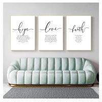 ✇▧ Faith Hope Love Wall art พิมพ์คำคมคริสเตียนภาพวาดผ้าใบห้องนั่งเล่นโปสเตอร์บนผนังข้อพระคัมภีร์โปสเตอร์และภาพพิมพ์