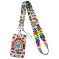 Nurse Doctor Lanyard ID Card Holder Rainbow Credential Holder Neck Straps Autism Awareness Badge Holder Mobile Phone Accessories Phone Charms