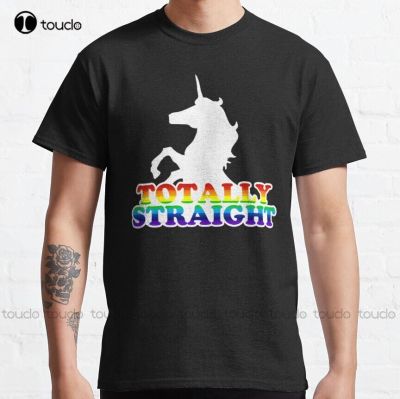 Totally Straight Unicorn Johnny Knoxville Jackass Classic T-Shirt Pink Shirt Custom Gift Outdoor Simple Vintag Casual T Shirts