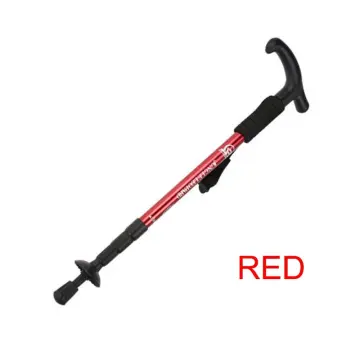 Light alloy adjustable walking stick with curve