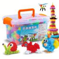 【AT】 QWZ 400Pcs ลูกหนาม DIY ตัวต่อของเล่น Magic ลูกบอลพัฟเฟอร์เด็กสร้างสรรค์บล็อกตัวต่อบีบการศึกษาของเล่นทำด้วยมือ