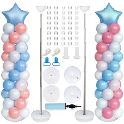 OurWarm Metal Balloon Column Kit Set of 2 Adjustable 81inch Arch Balloon Column Stand Balloon Arch Kit with Base Balloon Knotter