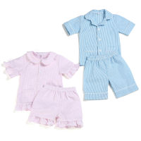 Summer 100 Cotton Pyjamas Seersucker Soft Boutique Kids Sleepwear For Boys And Girls