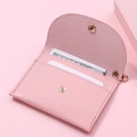 【CW】™✿  Fashion Leather Coin Purse Buckle Ultra-thin Change Purses Keychain Wallets Card Holder Small Wallet